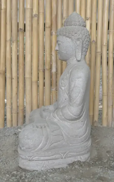 Product image 6 of the product “Seated Buddha made of Riverstone in Dhyana position - gesture of meditation, H.83 cm, natural. ”